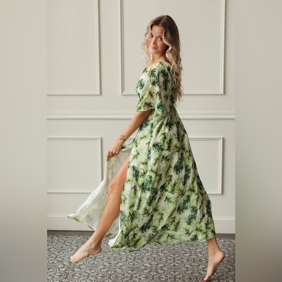 Buddy Love Evelyn Maui Maxi Dress White Green Women’s Size XS - Picture 2 of 7